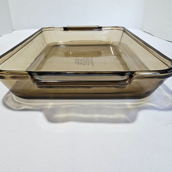 Anchor Hocking Harvest Amber Rectangular Baking Dish 13.5" brown glass 3qt scuff - Picture 3 of 10
